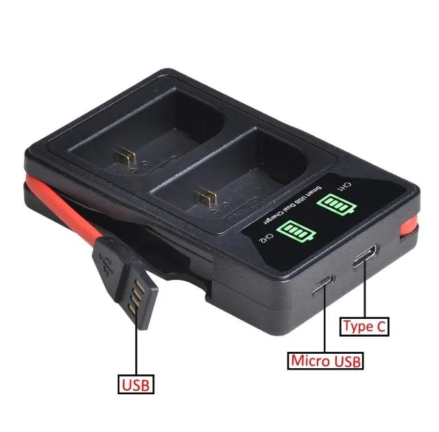 Carregador Duplo Digital Bateria Lp-E6 Lp-E6n Câmeras Canon 5D 6D 60D 7D 70D 80D - Foto 2