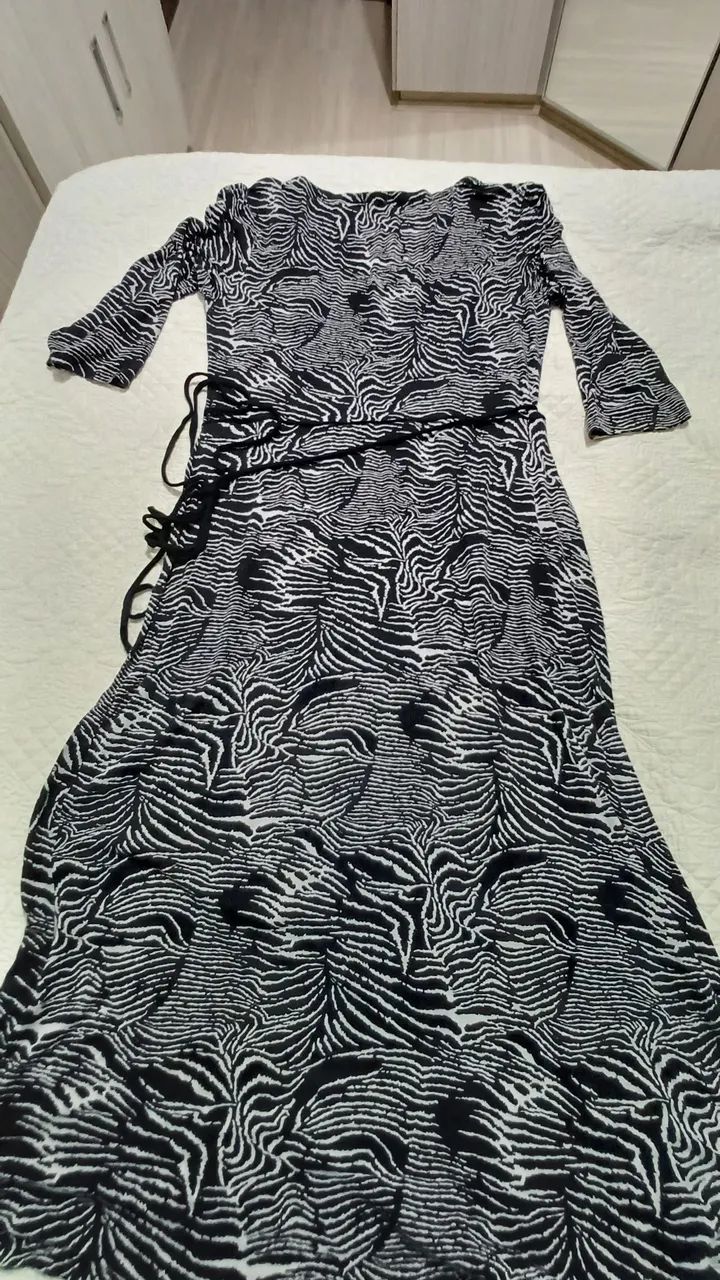 Vestido G longo Zebra Preto e Branco - Foto 2
