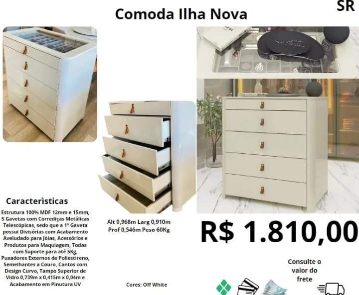 Comoda Ilha Nova 5 Gavetas