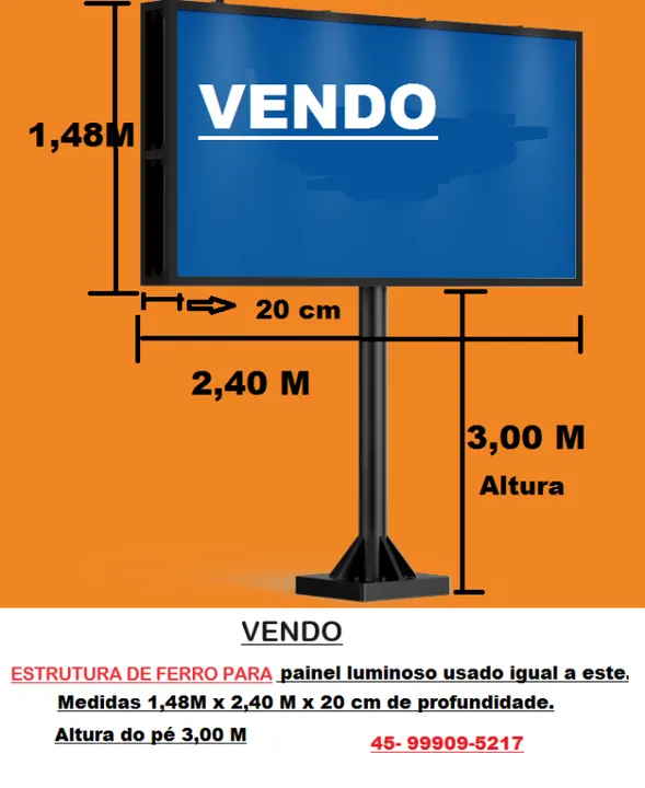 Estrutura em ferro para painel luminoso
