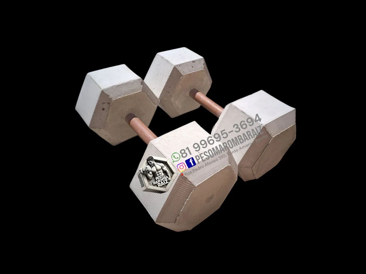 Halteres Par de 10kg - Concreto Sextavado - Foto 4