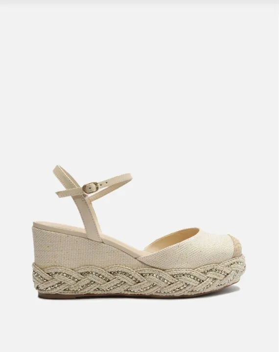 AREZZO - Sandália Espadrilhe Off-White Tramada Strass - Foto 3