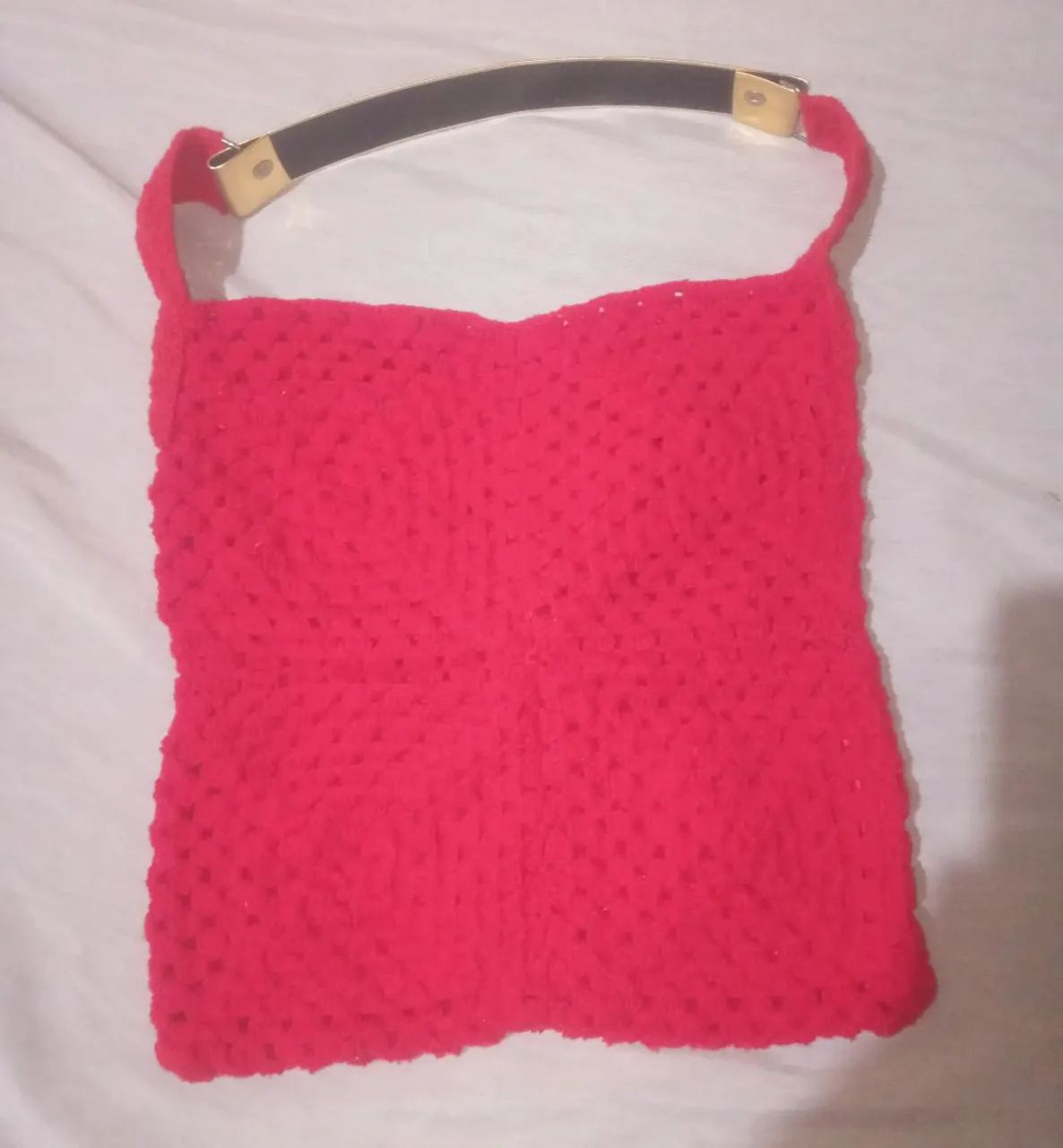 Bolsa Vermelha de Crochê Feminino  - Foto 2