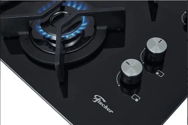 Cooktop Fischer 4 Queimadores Gás Mesa Vidro Preto Bivolt Infinity Novo - Foto 3