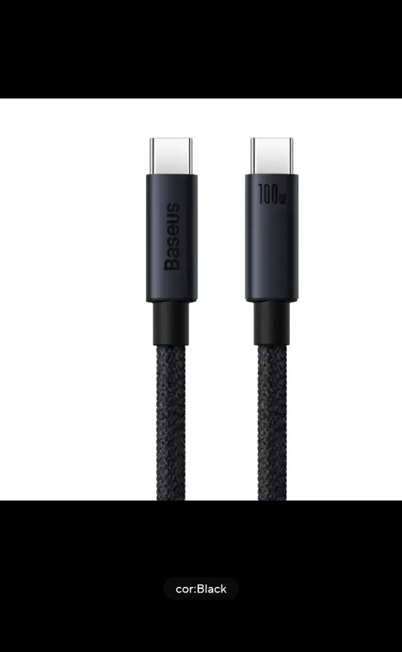Cabo USB-C para USB-C 100W Alta Velocidade - Baseus - Foto 3