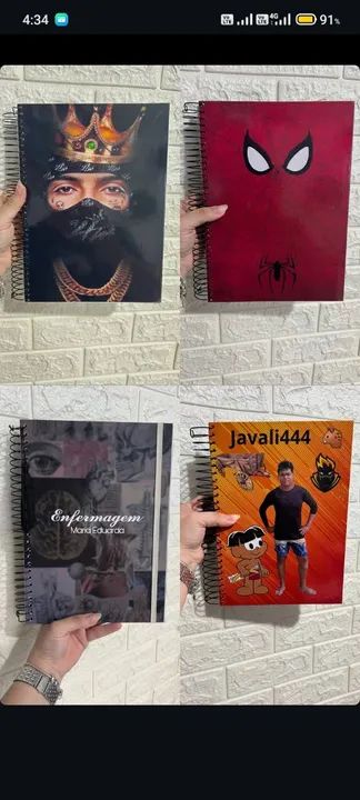 Cadernos personalizados - Diversos temas