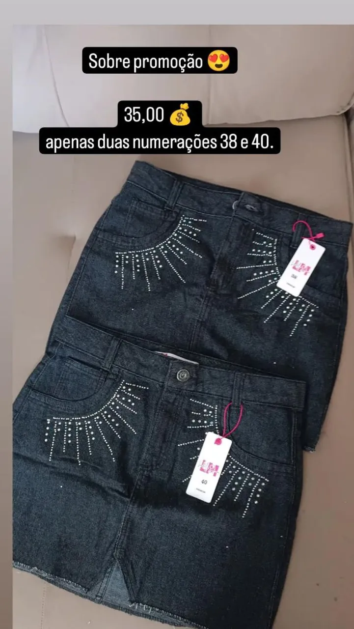 Saias jeans com pedrarias - Tamanho 38 e 40