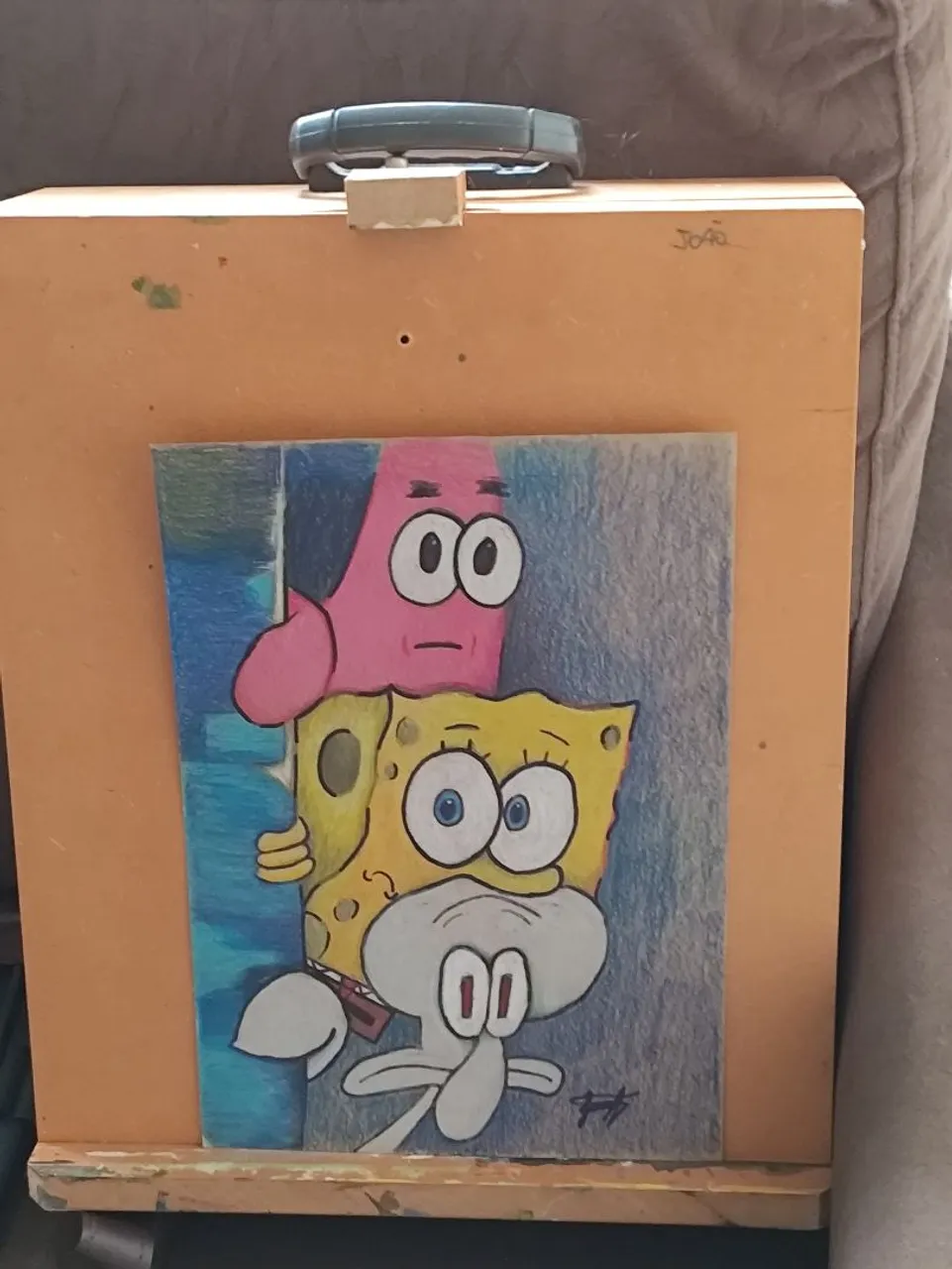 Quadro Desenho Bob Esponja e do Pikachu