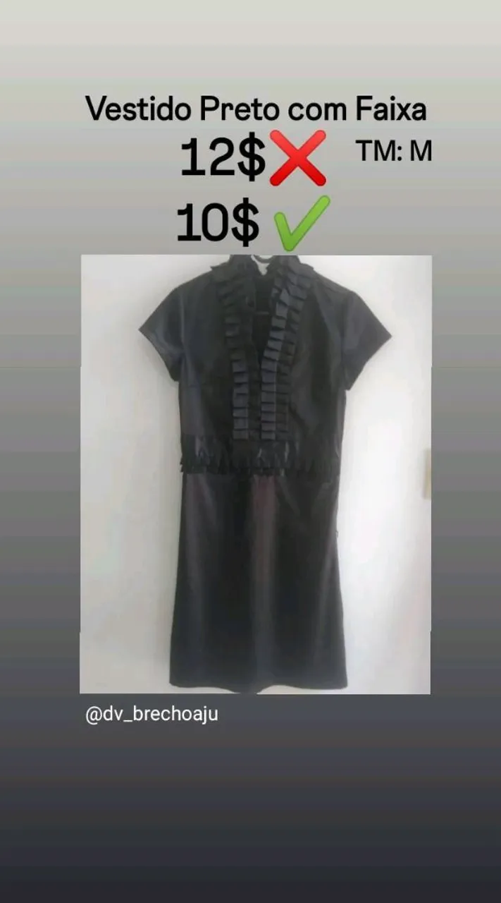 Vestido Preto com Faixa - Tamanho M