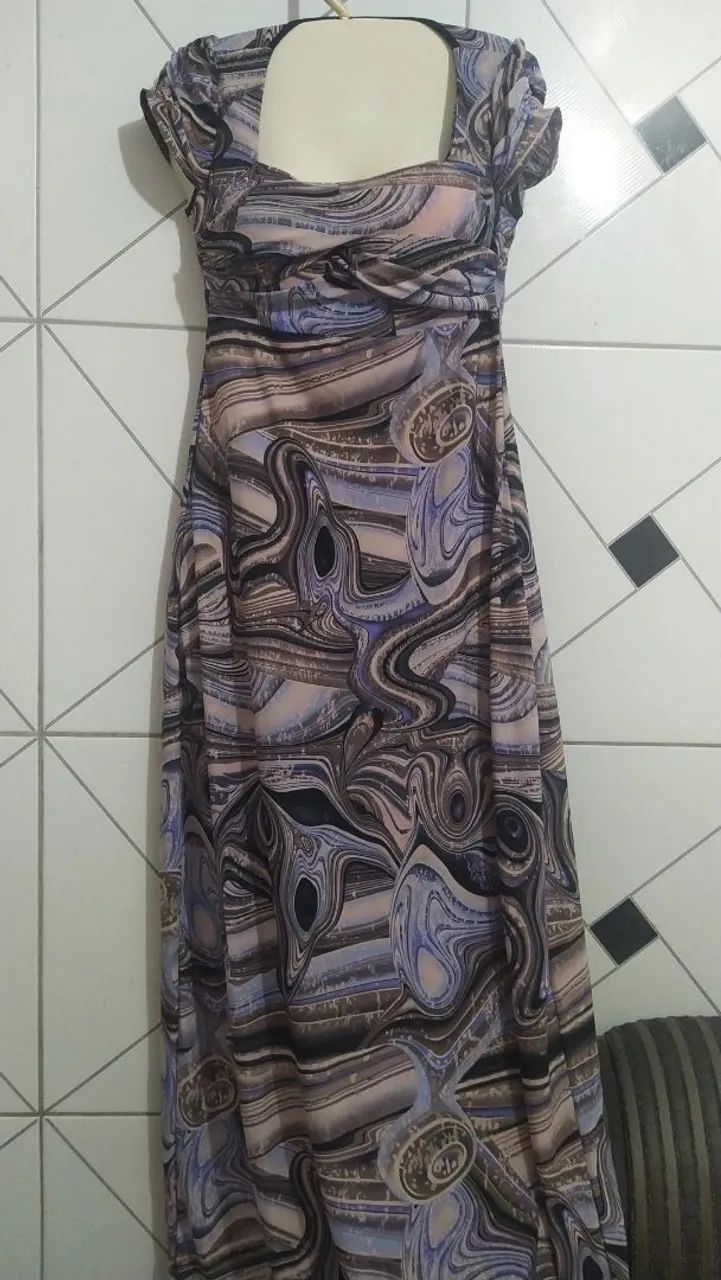 Vestido Longo Estampado Abstrato