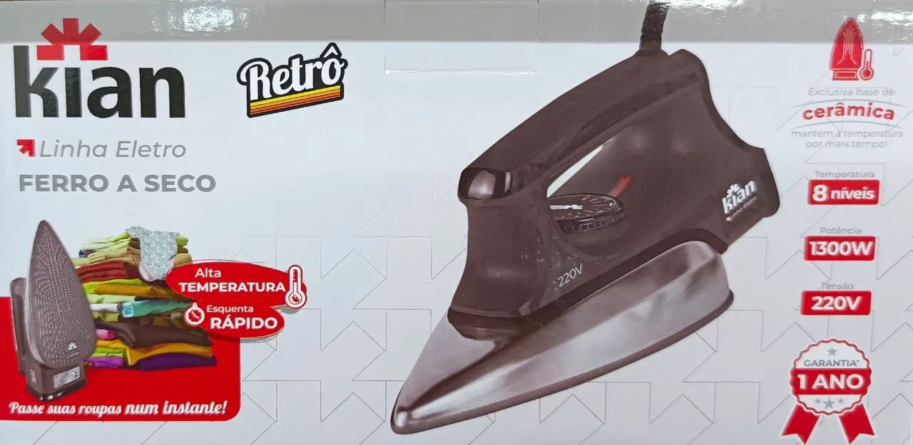 FERRO A SECO RETRO 220V 1300W REF: 23258<br>