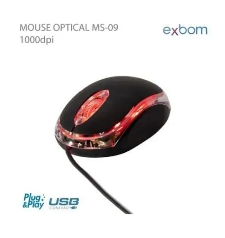 Mouse Usb Com Fio Óptico Led vermelho - Foto 3
