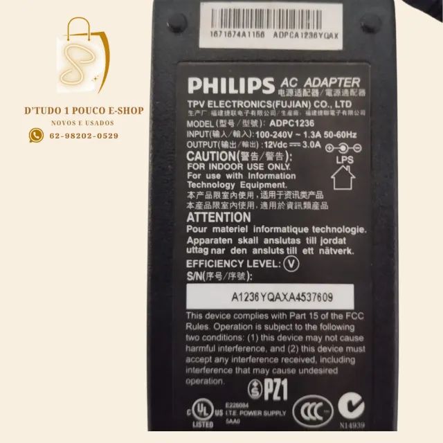 Fonte Original Philips Adpc1236 12v 3a Monitores Aoc/philips