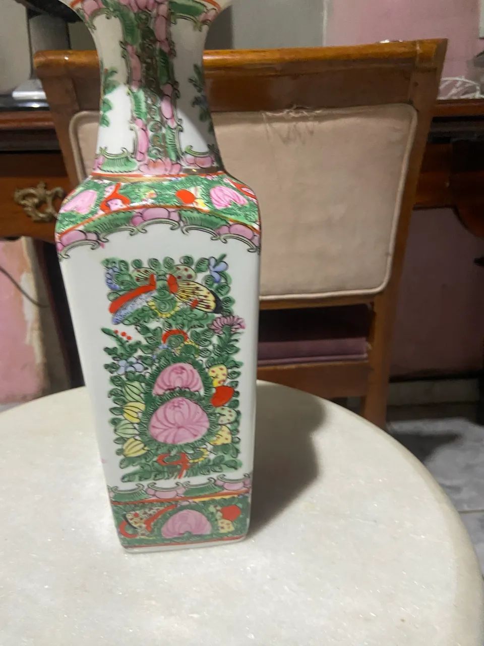 Vaso chinês quadrado perfeito 30 cm raridade 