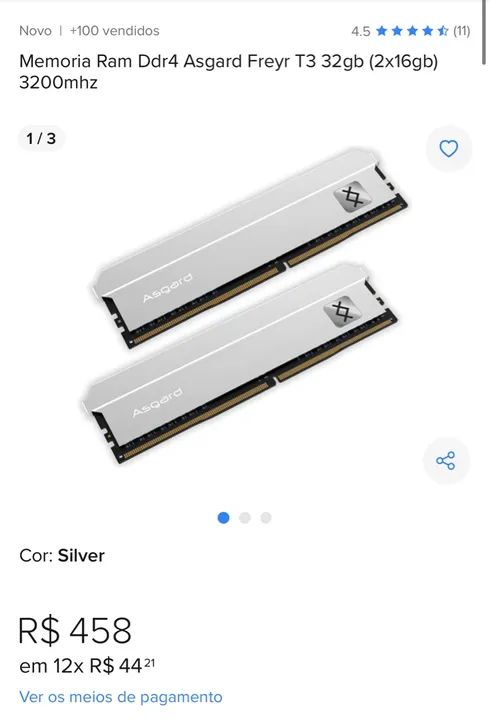 (NEGOCIÁVEL) Memória RAM Asgard Freyr T3 32GB DDR4 3200MHz