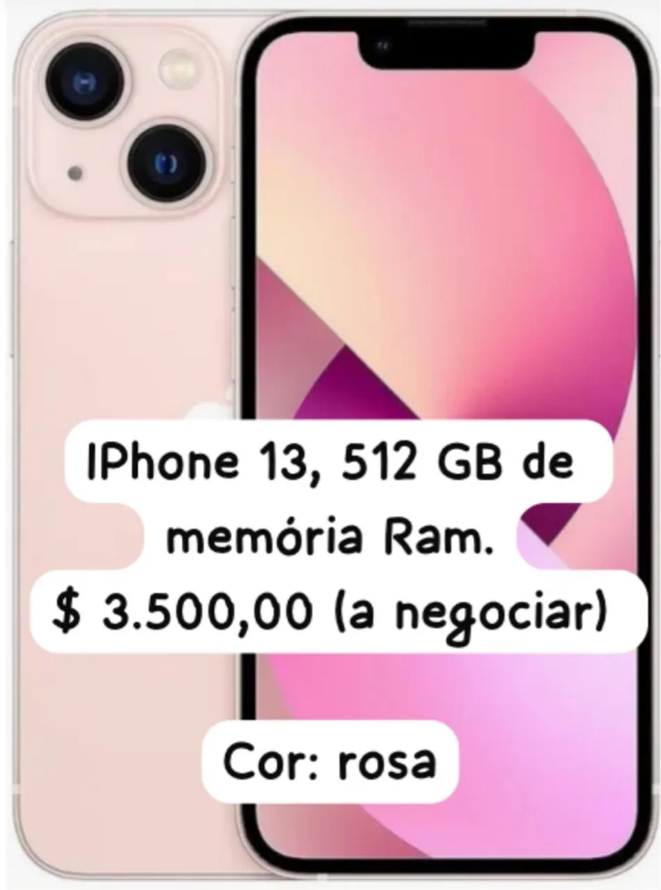 iPhone 13 512GB Rosa - Seminovo (Aceito cartão )