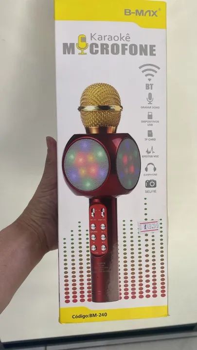 Microfone Karaokê Bluetooth Bmax BM-240 - Diversão Garantida - Festa - Loja Coimbra 