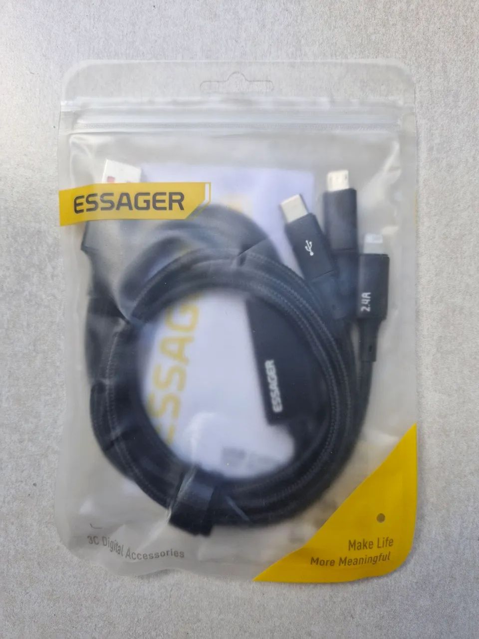 Essager Cabo 3 em 1 100W Essager - Tipo C, Apple e Micro 1.20 metro - Foto 2