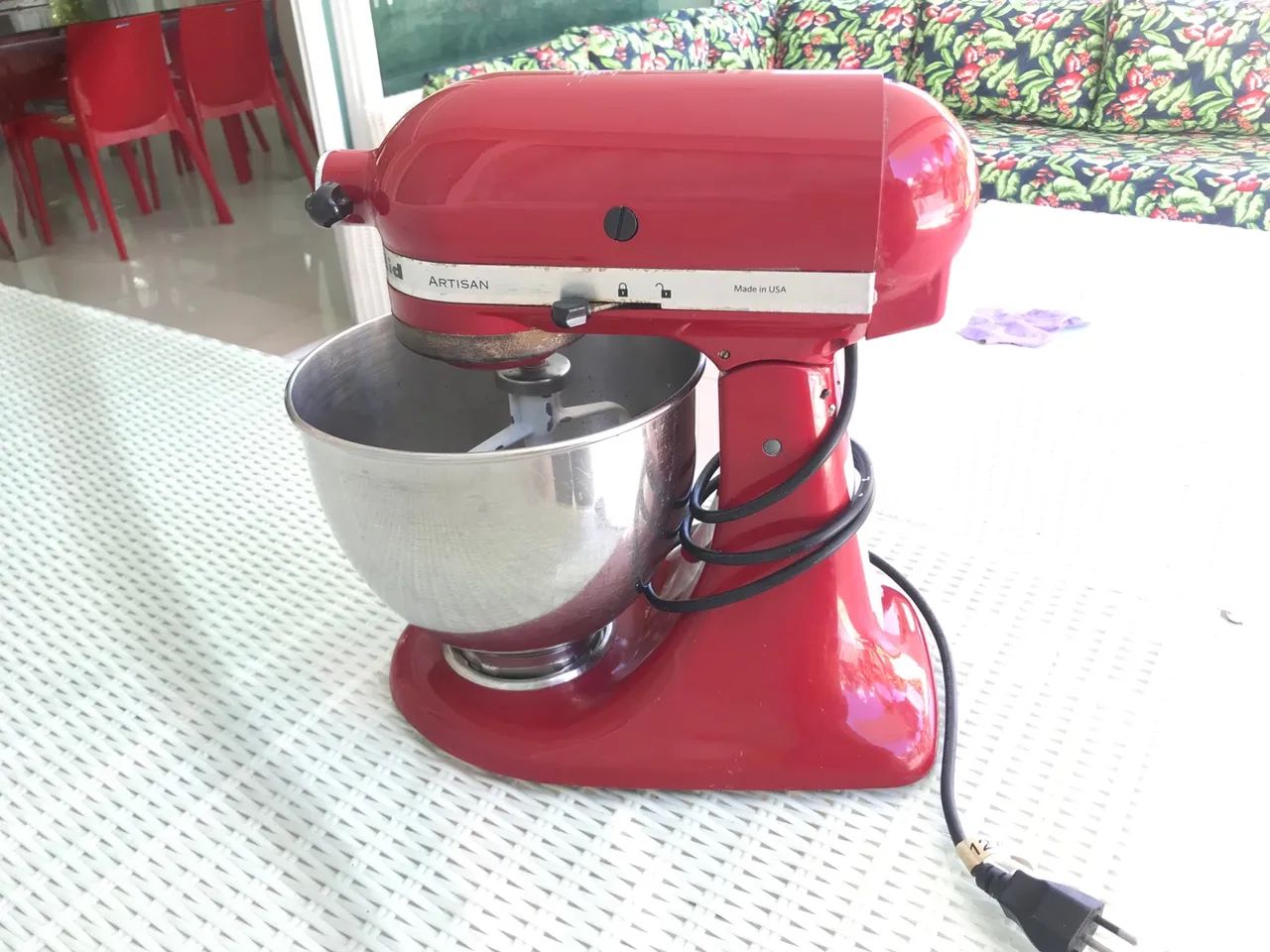 Batedeira KitchenAid Artisan Vermelha usada - Foto 4