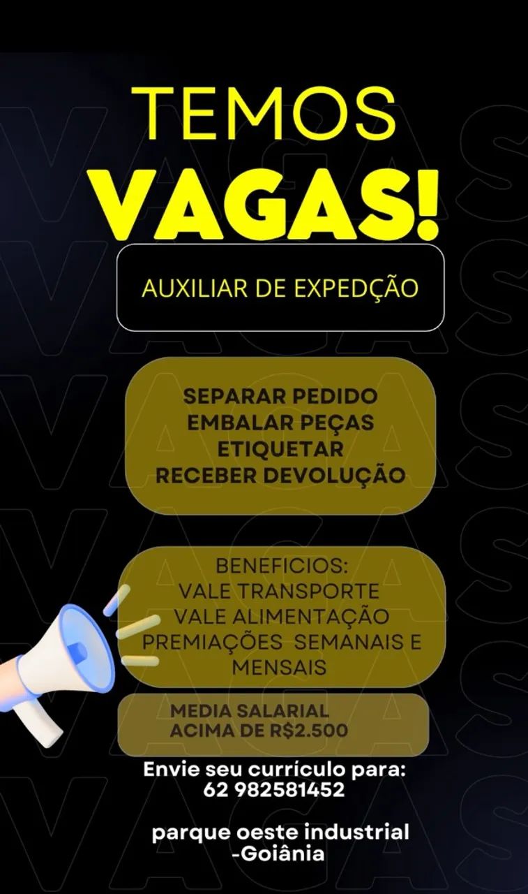 AUXILIAR DE EXPEDIÇÃO  - INICIO IMEDIATO 