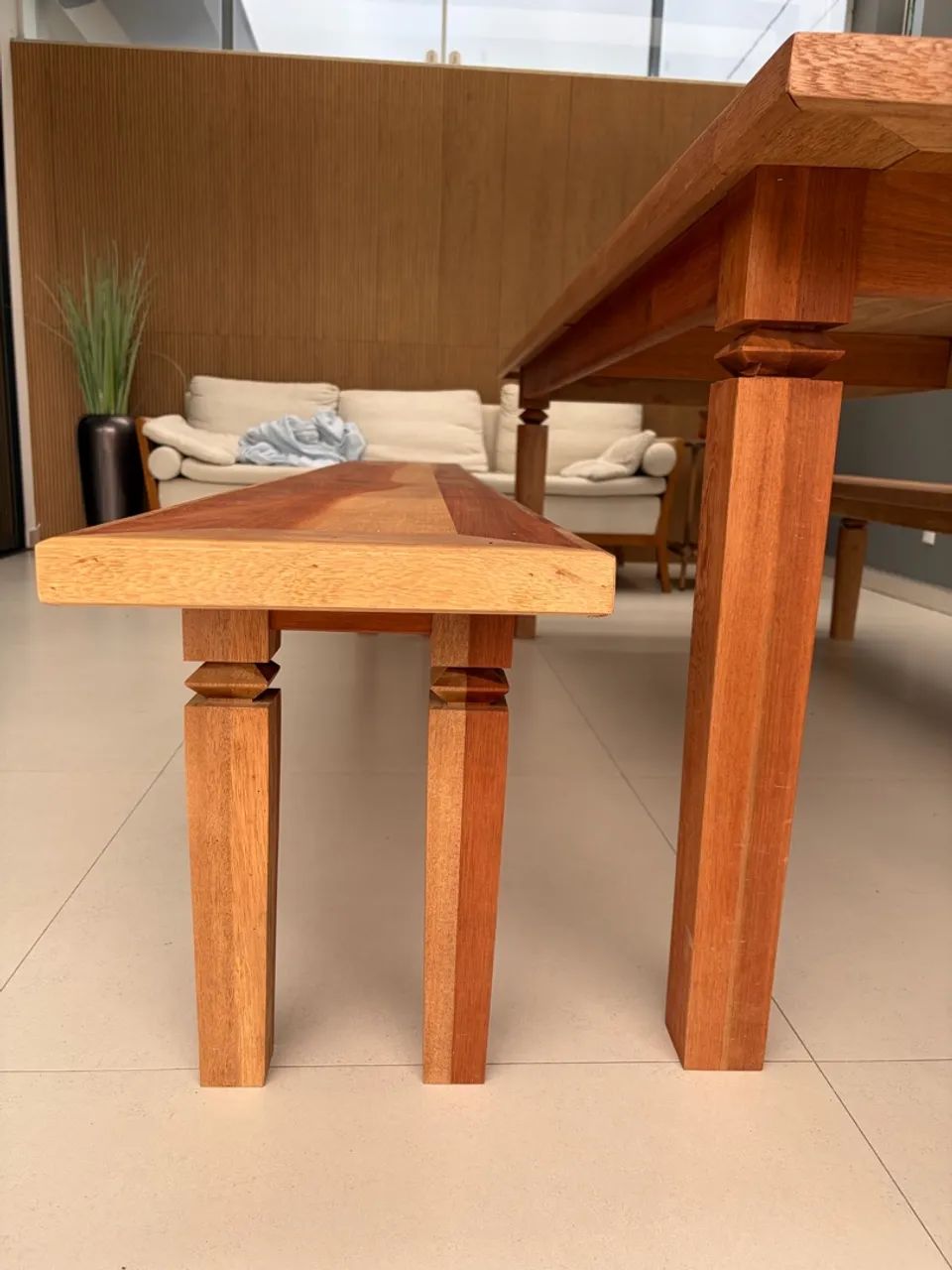 Mesa e bancos Madeira - jardim - Novos - Foto 2