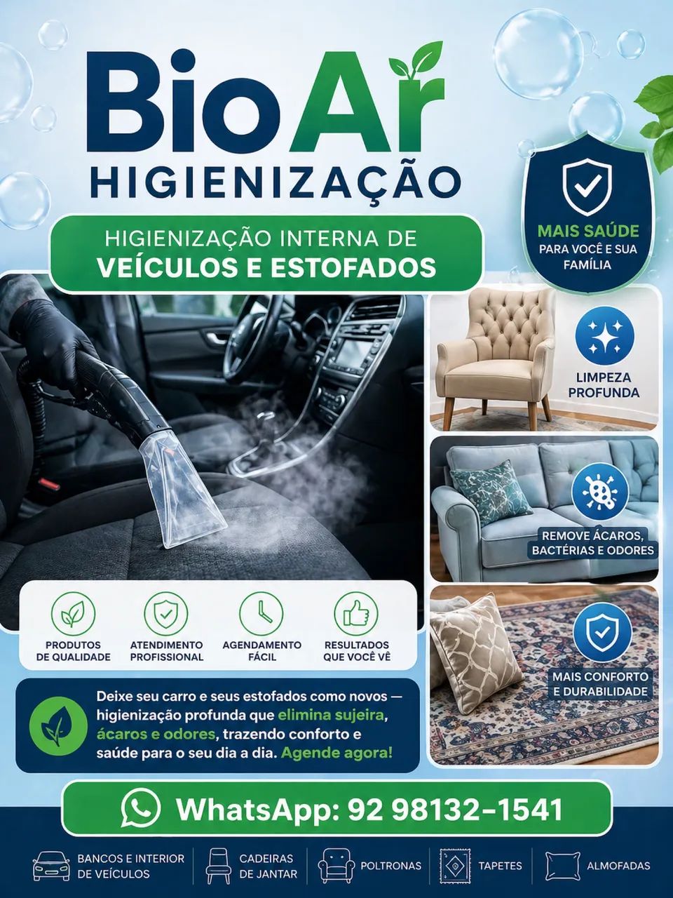 Higienização automotiva e residencial