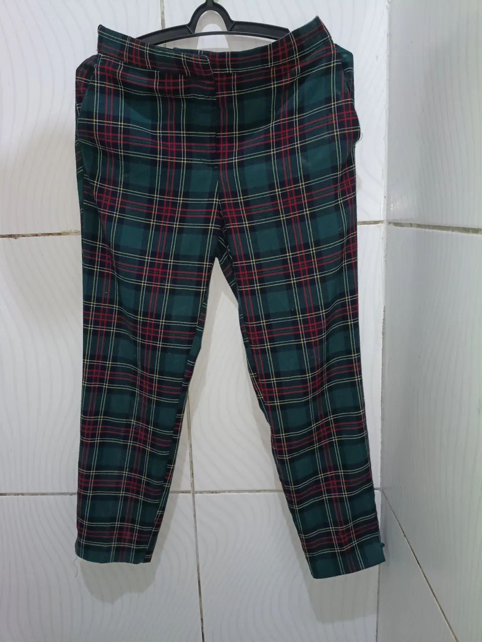 Calça Verde Xadrez ZARA Feminina M - Foto 5