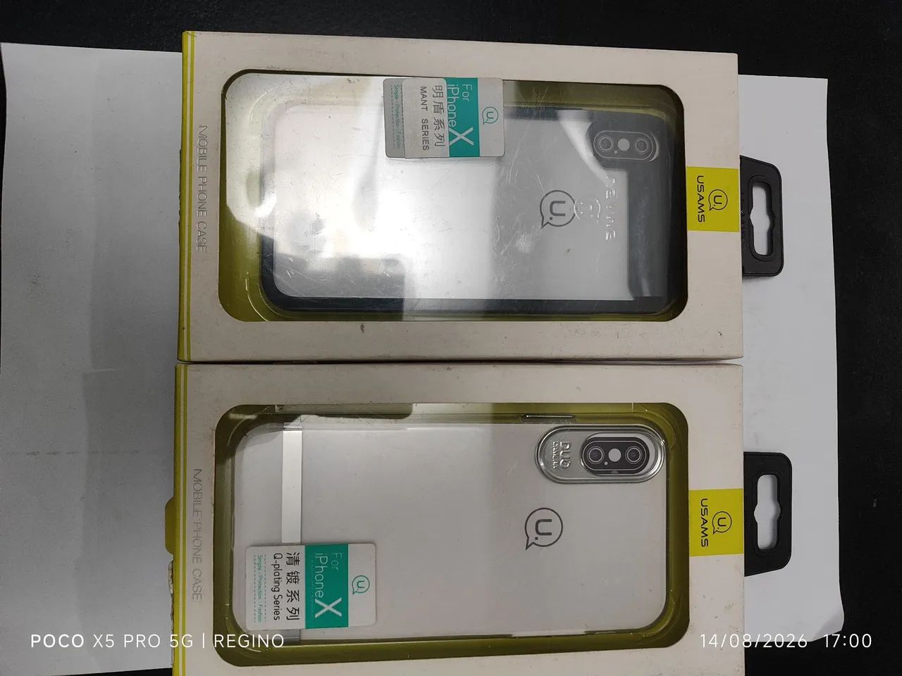 Capinha transparente para iPhone X com bordas prata ou preto 