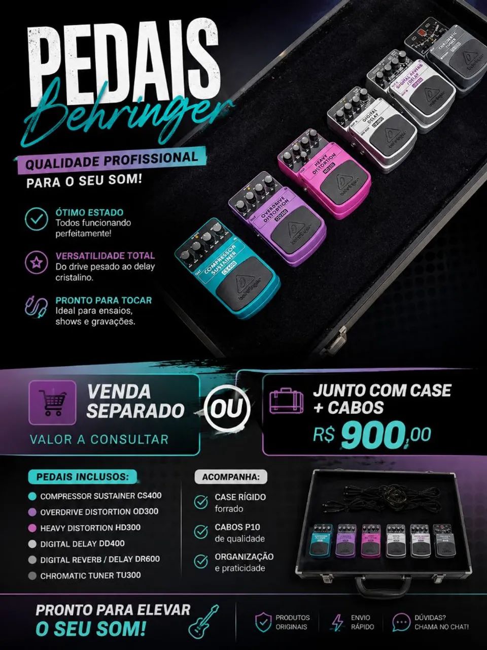 Kit Pedais Behringer + Case