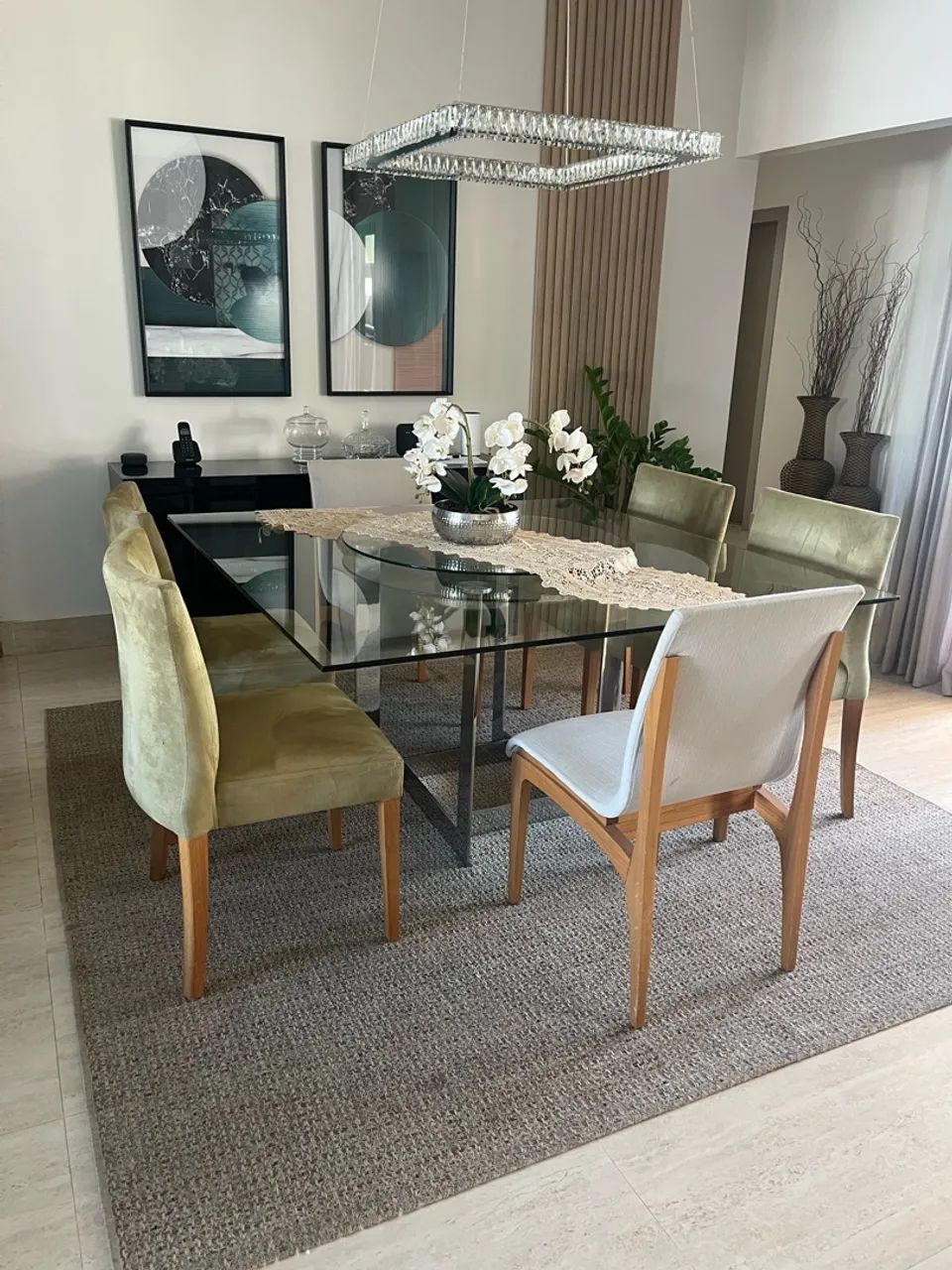 Mesa de jantar quadrada 6 lugares 
