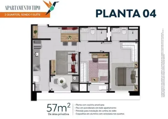 PLANTA 57m²