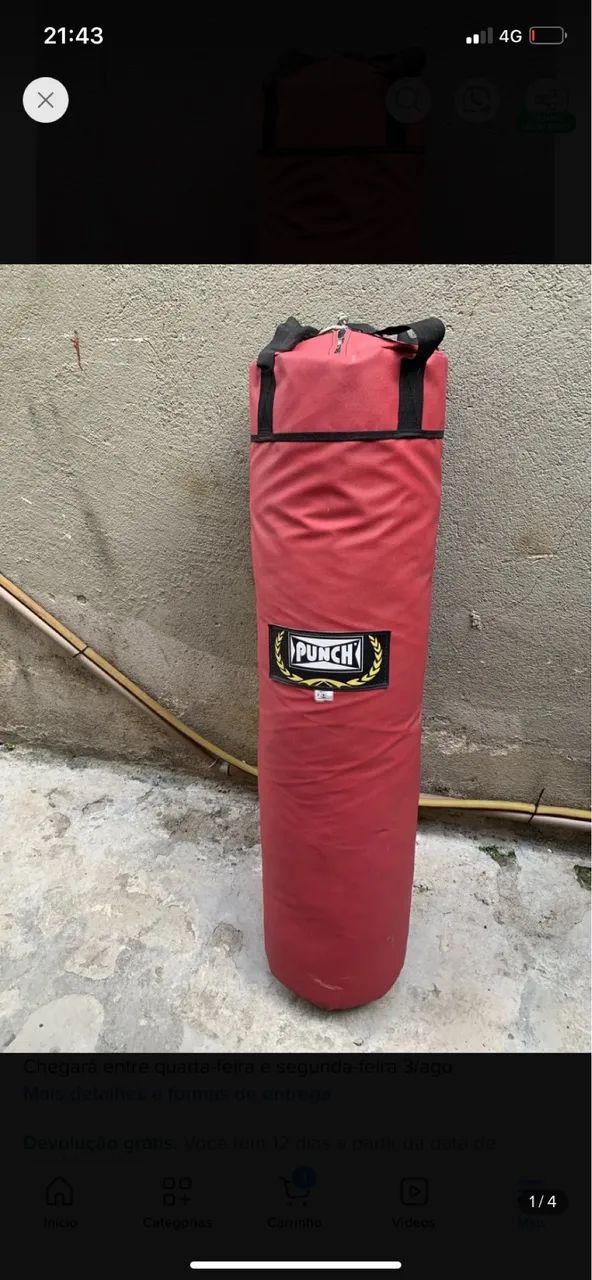Saco de pancada punch 
