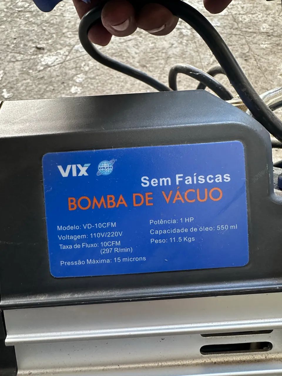 Bom de vácuo 10 CFM com vacuômetro 