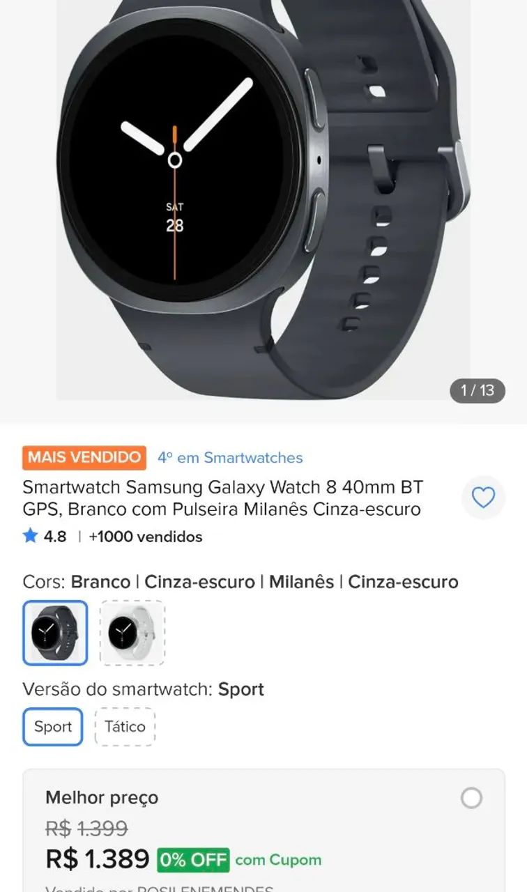 SmartWatch galaxy watch 8 40 mm bt