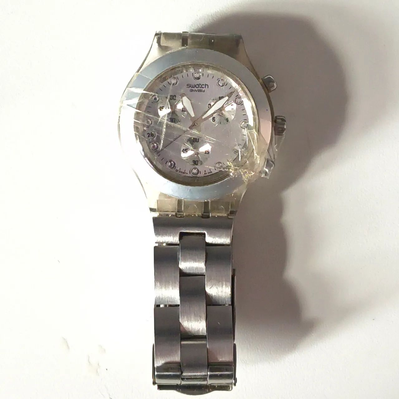 Relógio Swatch Irony Diaphane original com defeito 