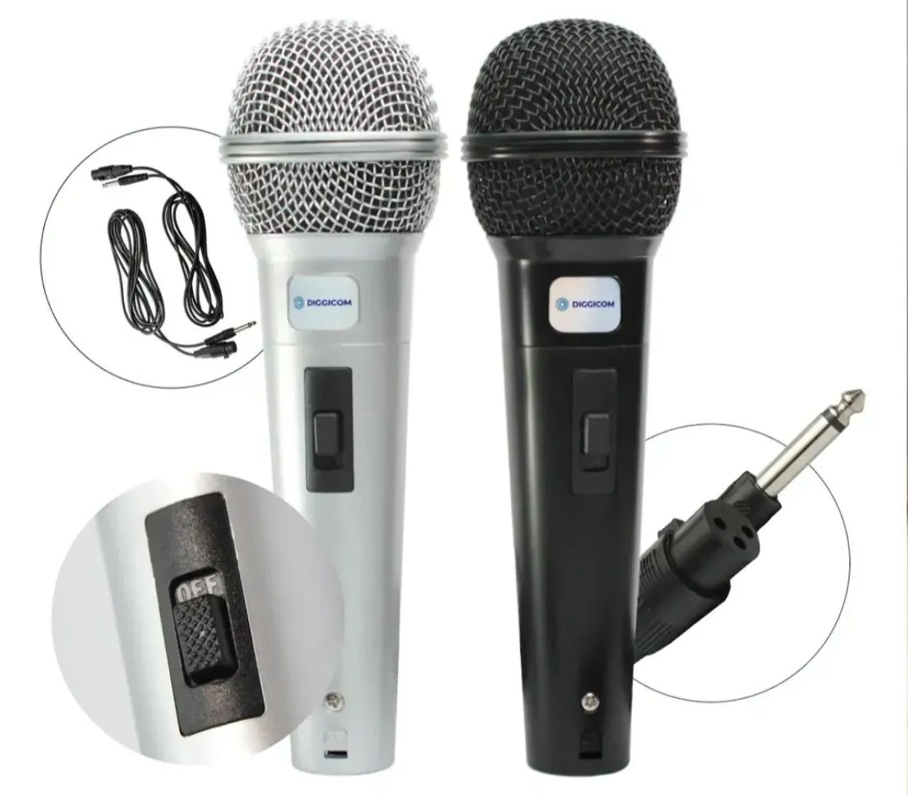 Kit 2 microfone com fio completo profissional, igreja, karaokê, show,