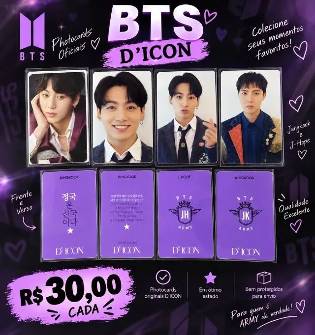 Photocards BTS D?ICON - Jungkook e J-Hope | R$ 30 Cada