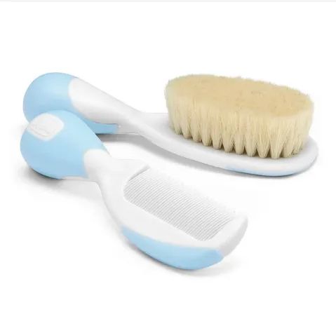 ESCOVA DE CABELO (CERDAS NATURAIS) E PENTE - AZUL - CHICCO - Foto 2