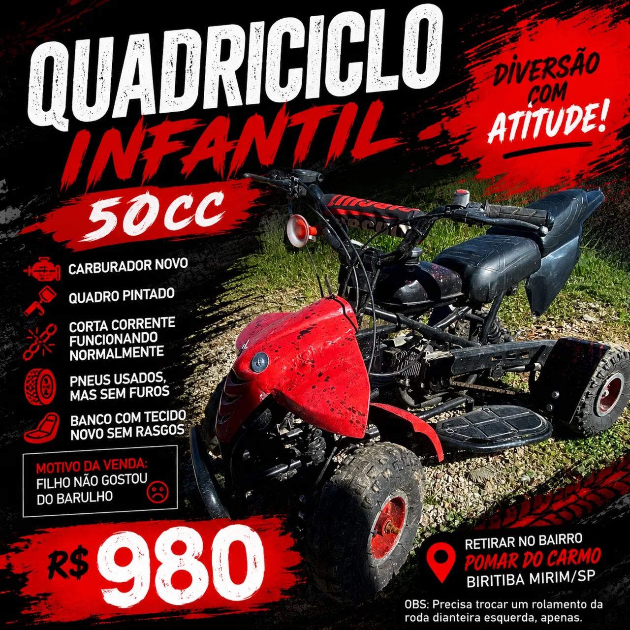 Quadriciclo infantil - 50cc