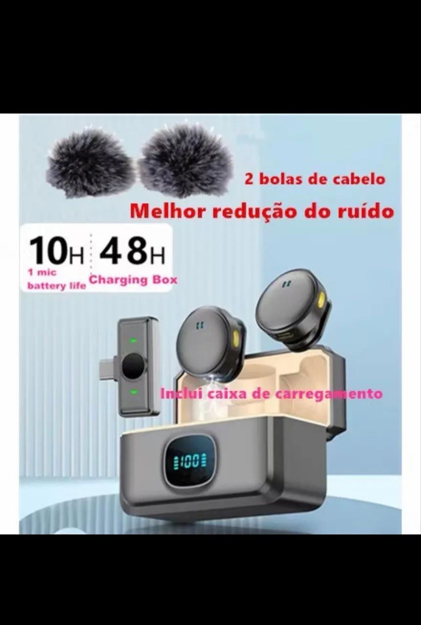 Microfone sem fio com redução de ruído bola de pelo Mini microfone  - Foto 2