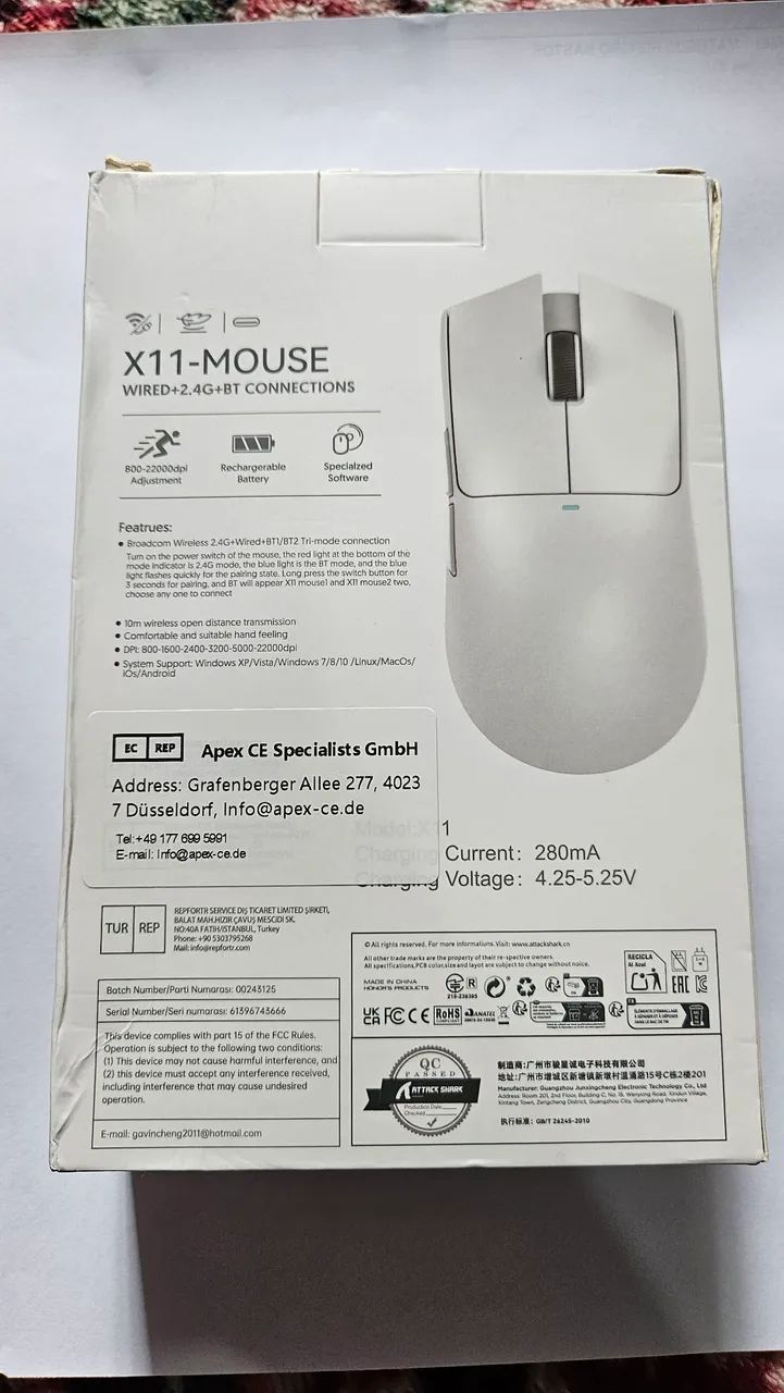 Mouse Attack Shark X11 Black com Base de Carregamento  - Foto 2