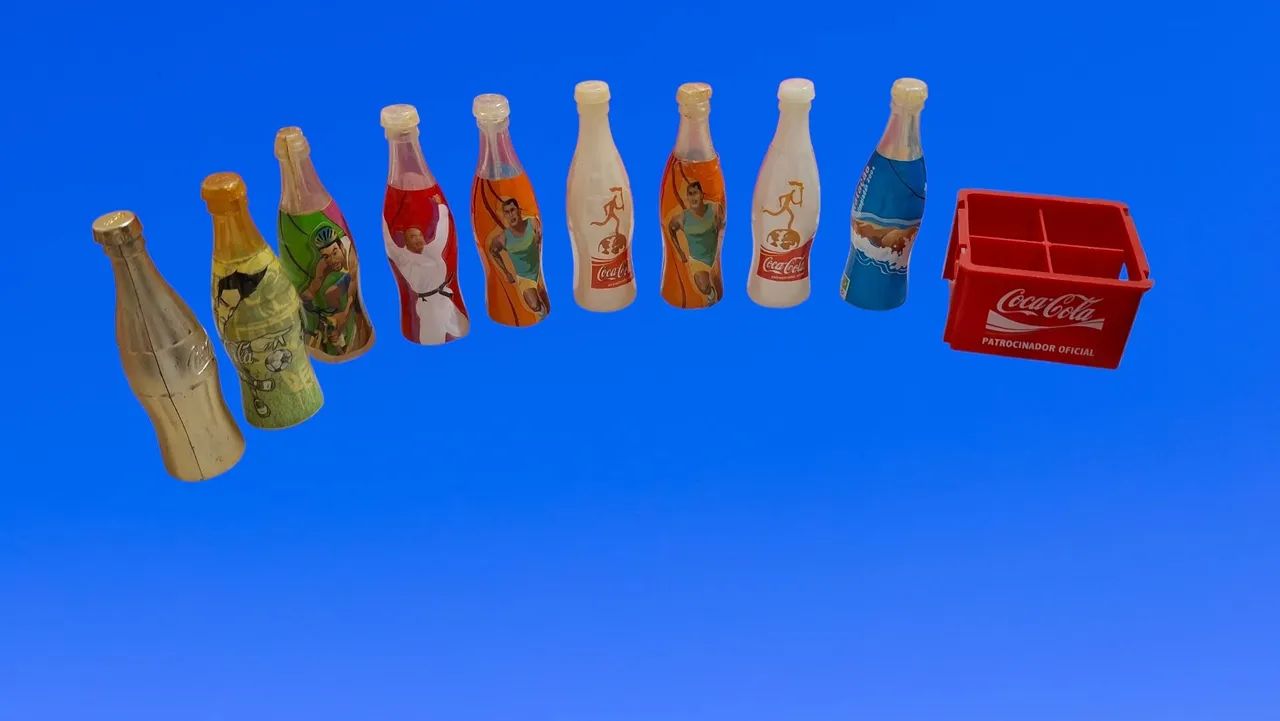Colecao Coca_cola Miniaturas garrafas e engradados Olimpíadas 