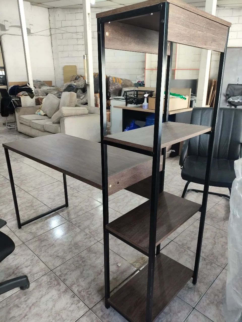 Mesa Escrivaninha Home Office com Prateleiras Industrial  - Foto 3