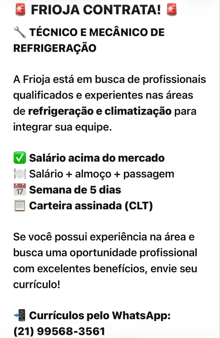 Vaga para refrigeração