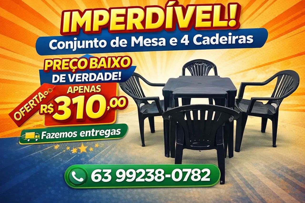 Vendo kit de mesas e cadeiras com encosto.
