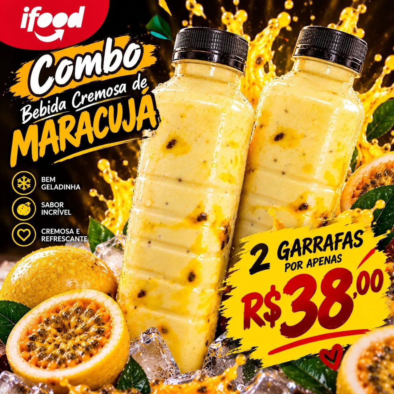 Combo 2 Bebidas Cremosas de Maracujá 500 ml