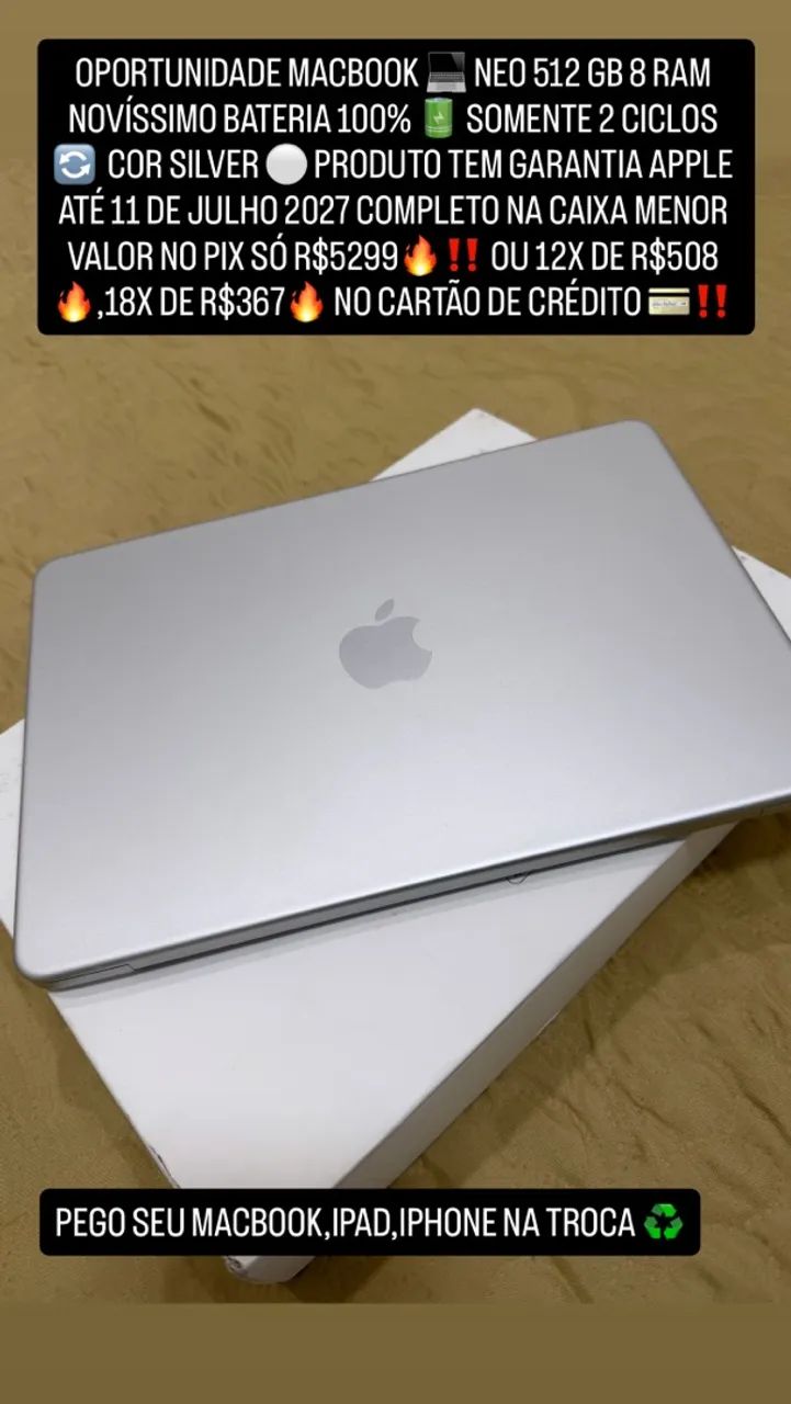 MacBook neo 512/8 novíssimo completo na caixa - Notebooks