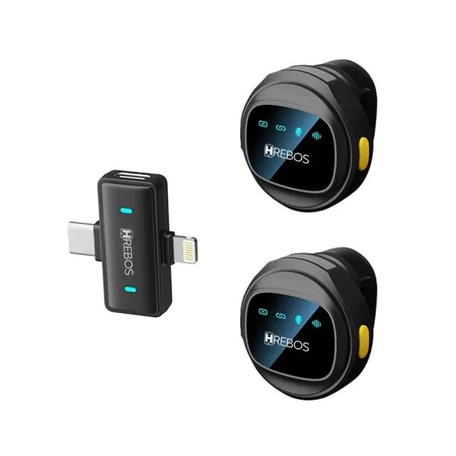 Microfone de Lapela Sem fio Magnético Redução de Ruído IA 2 EM 1 Type-C e Lightning - Foto 2