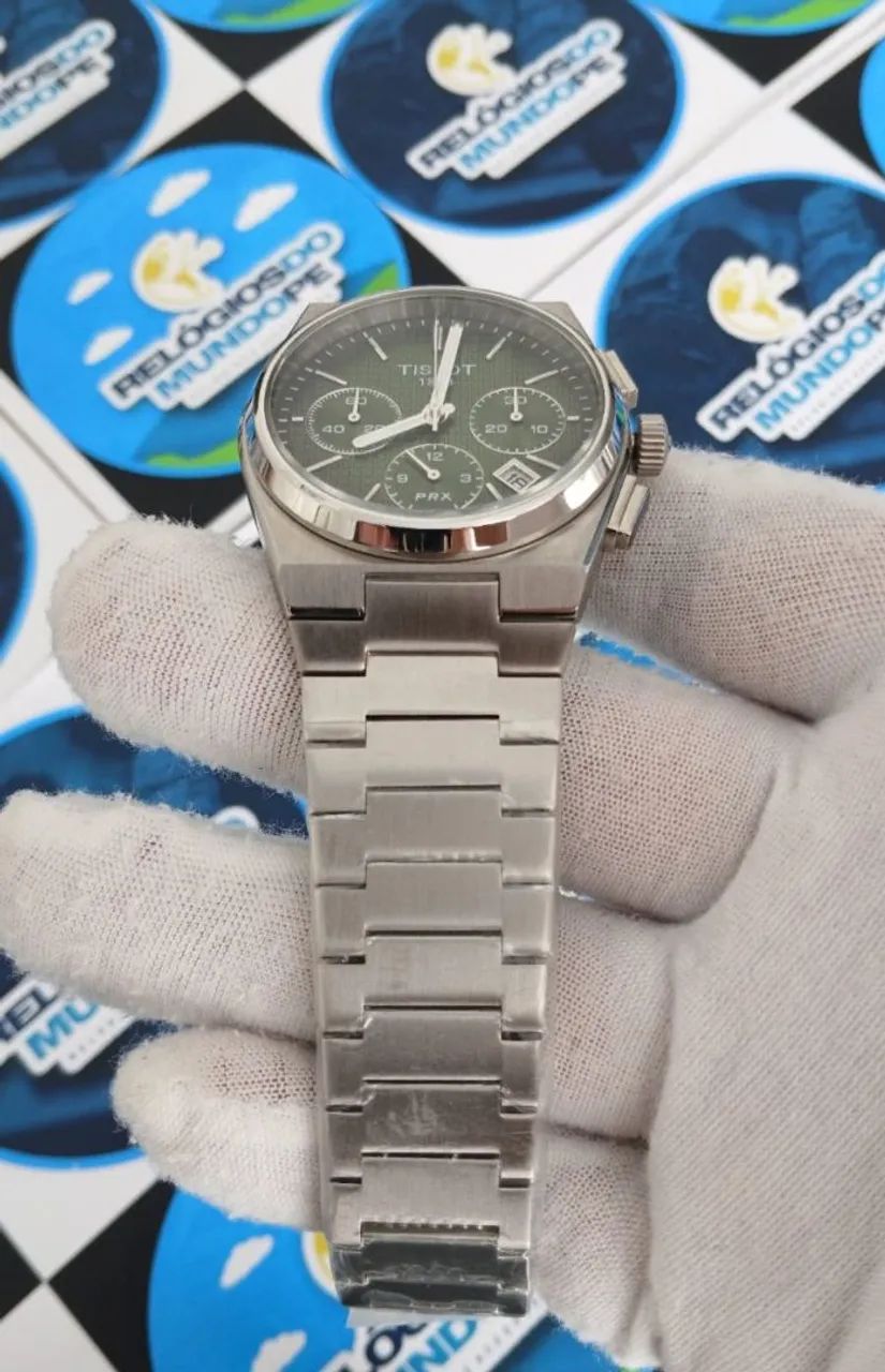 RELÓGIO TISSOT PRX CHNOGRAPH FUNDO VERDE - Foto 3