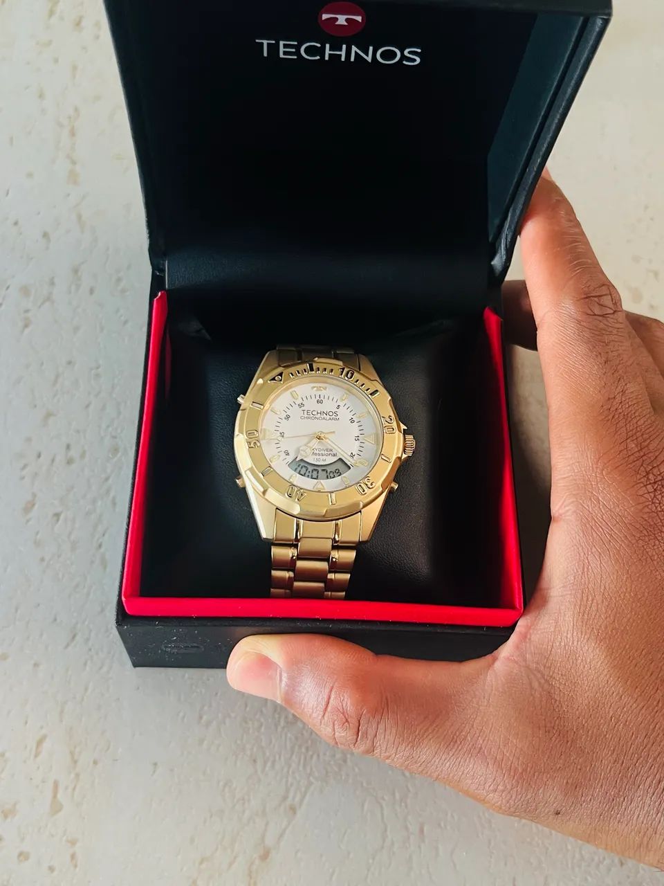 Relógio Masculino Technos Skydiver Dourado - Foto 2
